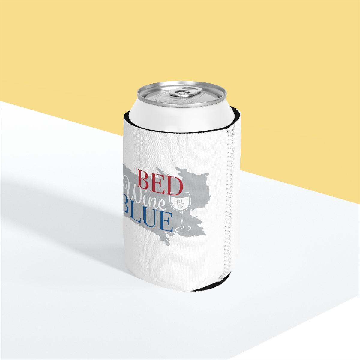 "Bed Wine & Blue" Fun Can Cooler Sleeve