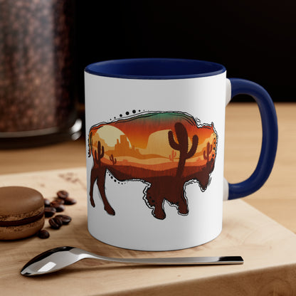 Wild West Bison & American Flag Mug, 11oz