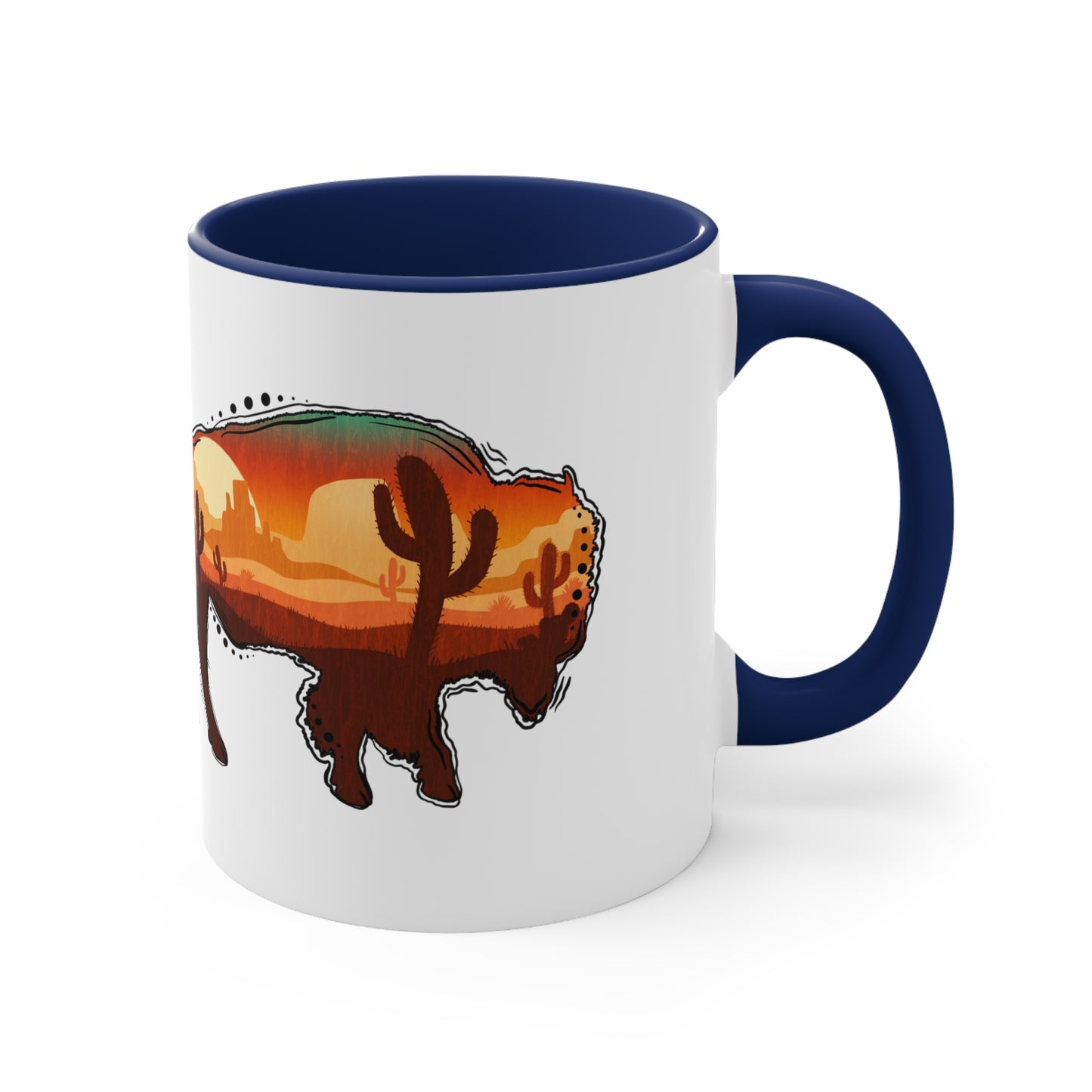 Wild West Bison & American Flag Mug, 11oz