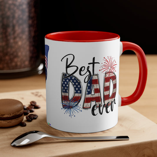 Best Dad Ever, Eagle & American Flag Mug, 11oz