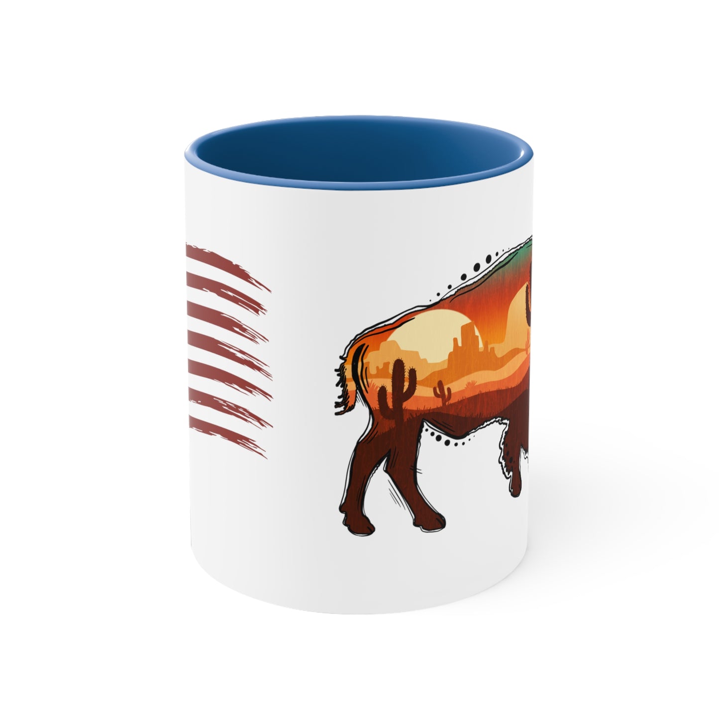 Wild West Bison & American Flag Mug, 11oz