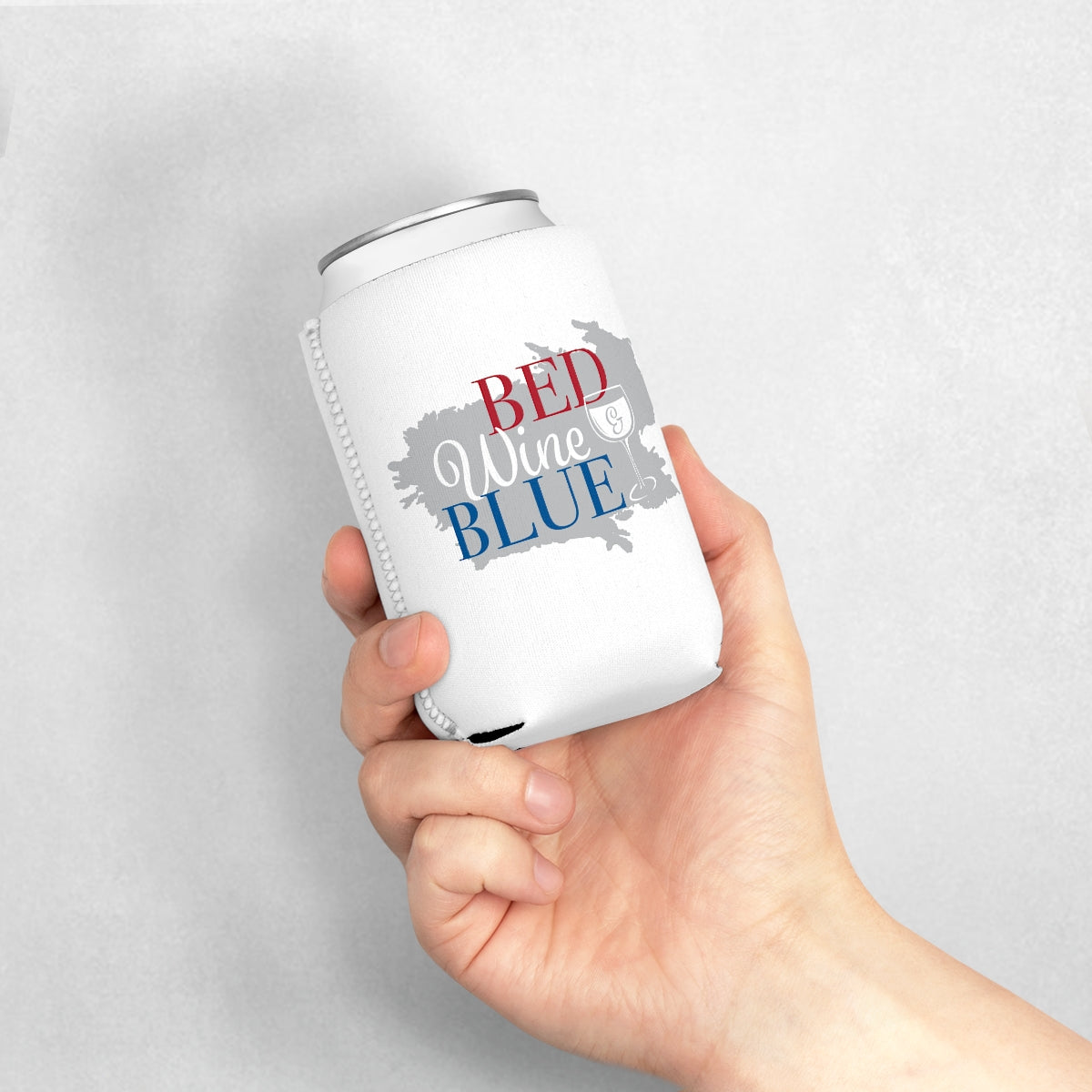 "Bed Wine & Blue" Fun Can Cooler Sleeve