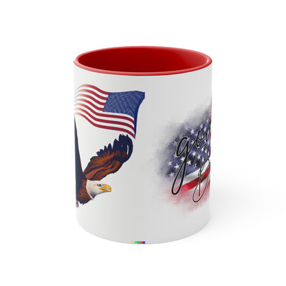 God Bless America, Eagle & American Flag Mug, 11oz