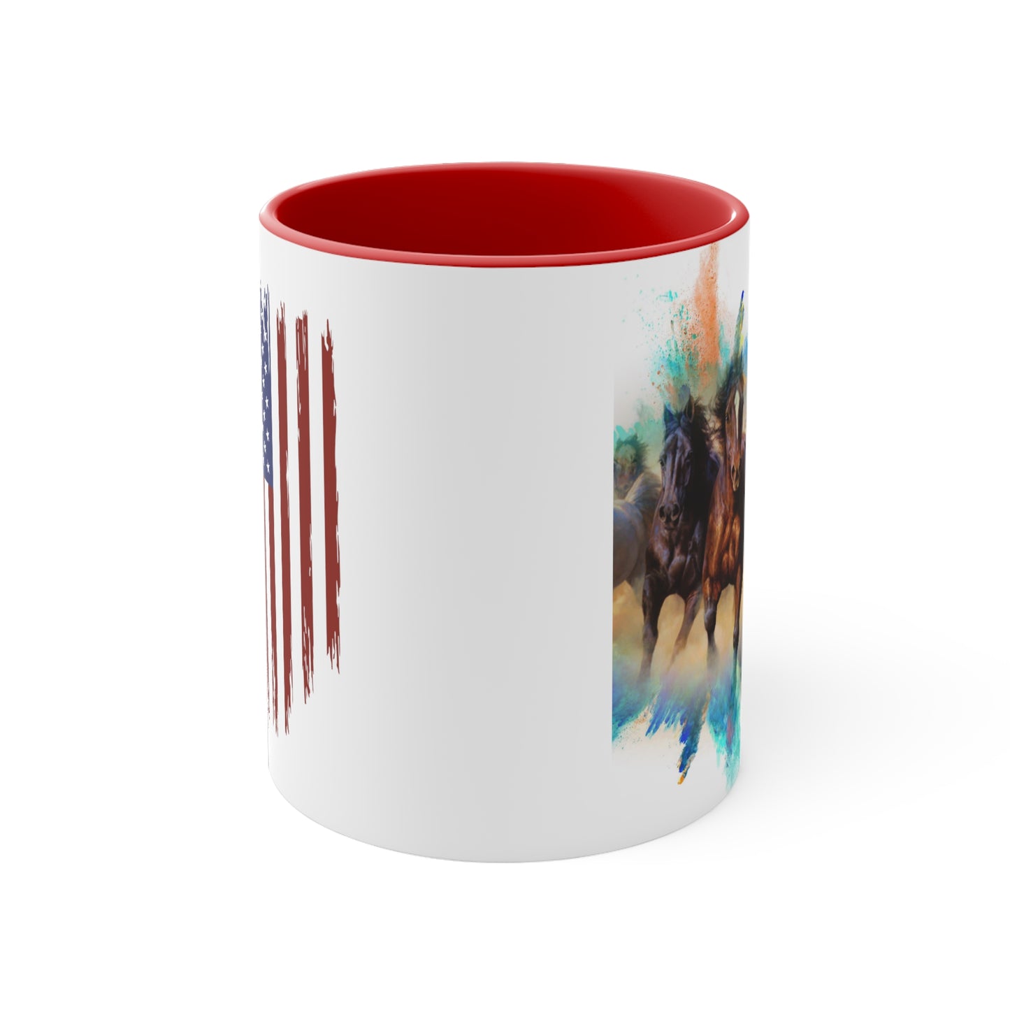 Horses & American Flag Mug, 11oz