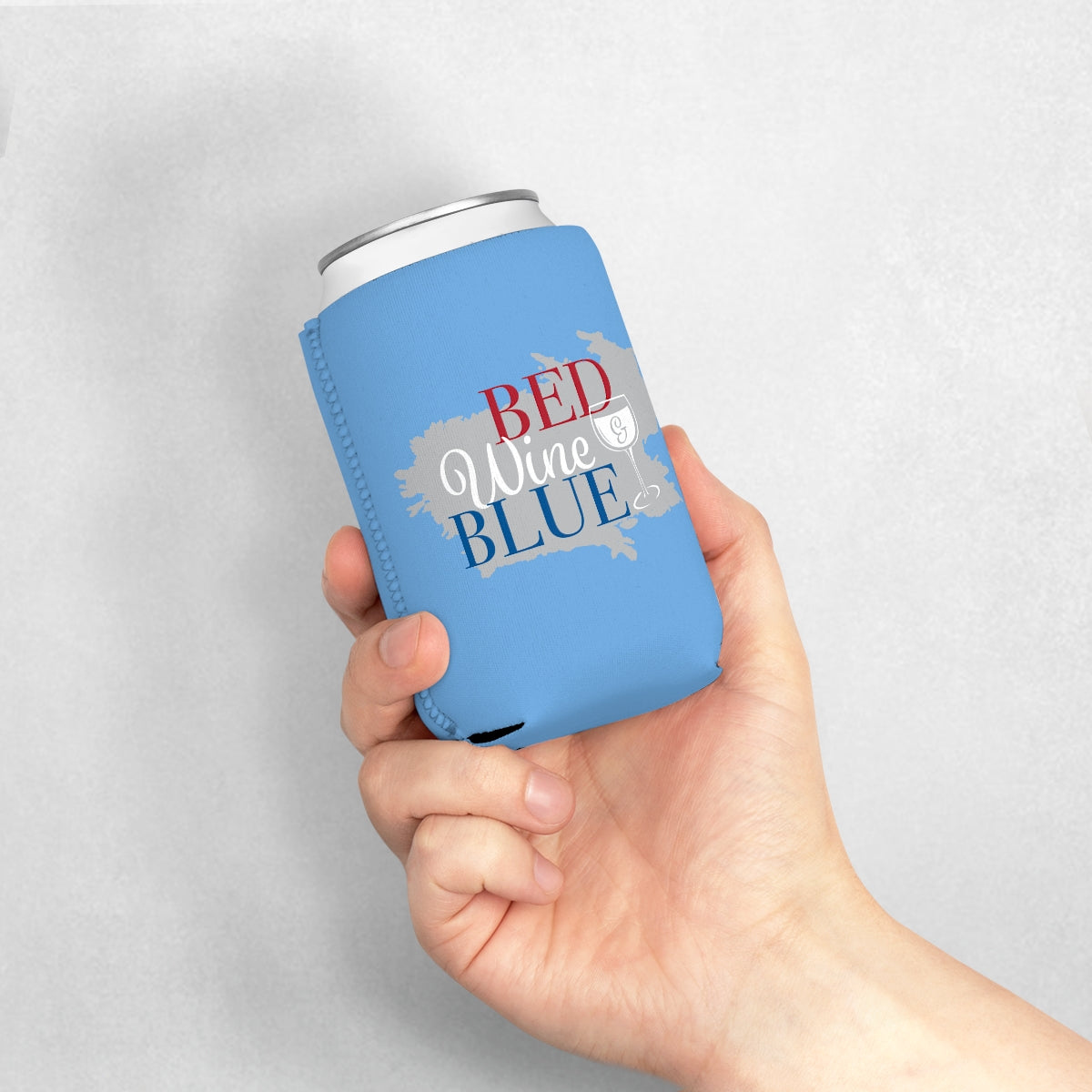 "Bed Wine & Blue" Fun Can Cooler Sleeve