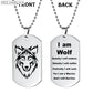 Wolf Military Dog Tag Pendant Necklaces