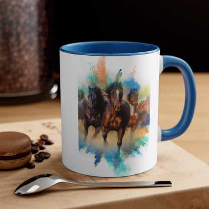 Horses & American Flag Mug, 11oz