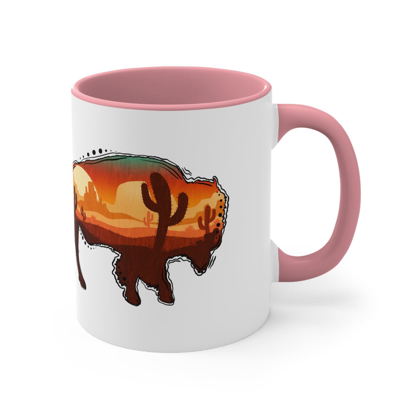 Wild West Bison & American Flag Mug, 11oz