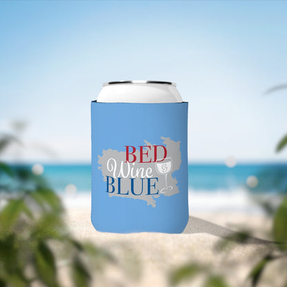 "Bed Wine & Blue" Fun Can Cooler Sleeve